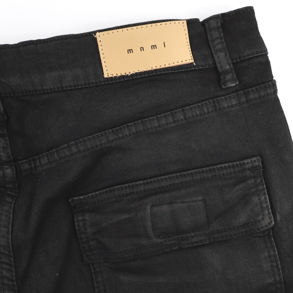 NEW MNML M329 Moto Paneled Denim Pants Black Mens 36x34 Button Fly
